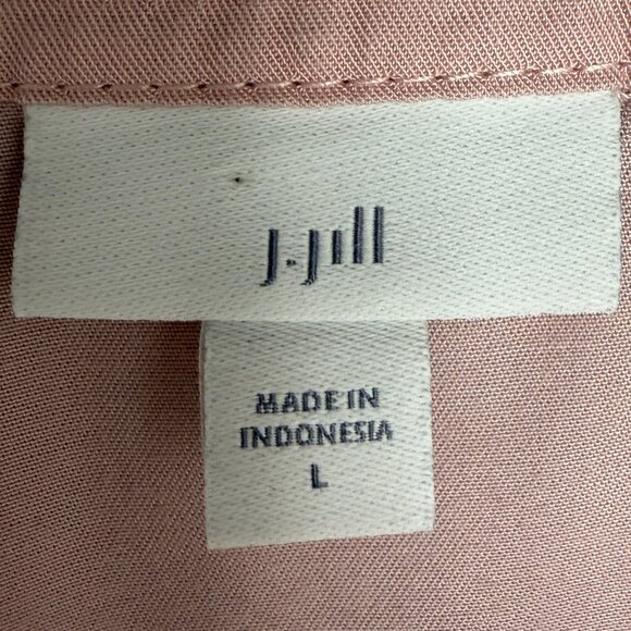 EUC Women's J. JILL Long Sleeve Pink Lace Up Shell Button Top | Size L - Picture 6 of 9